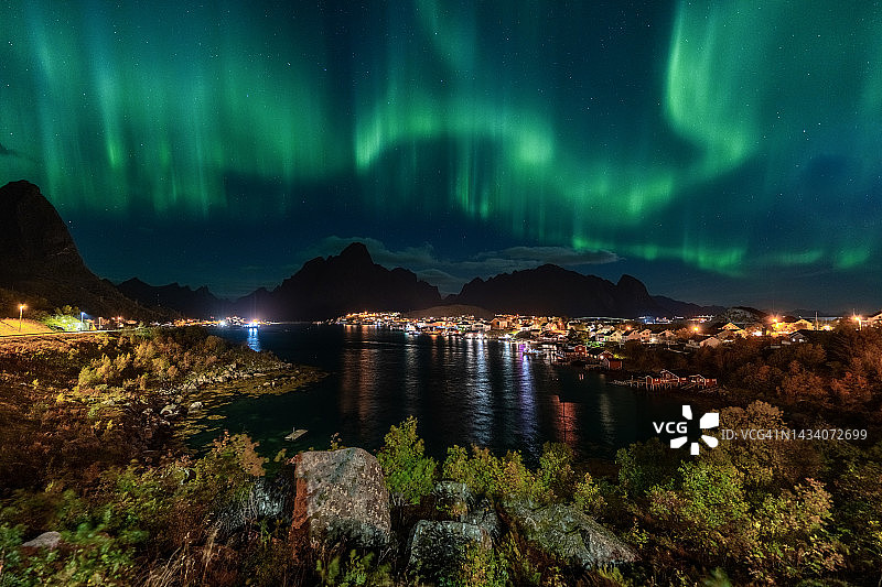 北极光，罗弗敦群岛，挪威图片素材