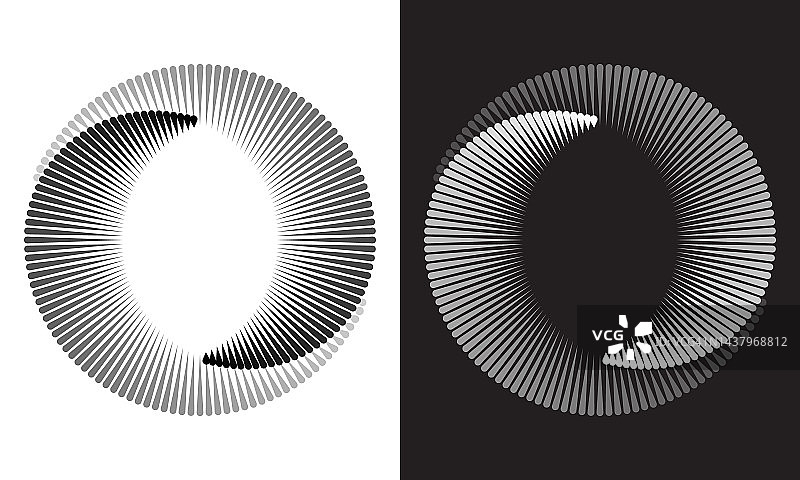 圆抽象背景。阴阳符号。动态过渡的错觉。图片素材