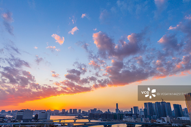 日本东京的日落鸟瞰图。图片素材