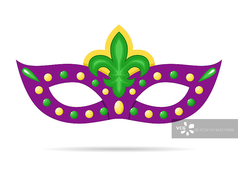 矢量狂欢节卡通紫色面具在白色背景图片素材