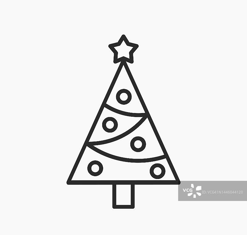 圣诞树线图标设计元素。图片素材