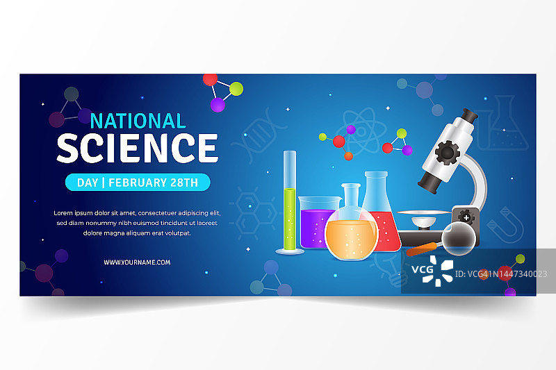 全国科学日2月28日横旗设计与实验室设备插图图片素材