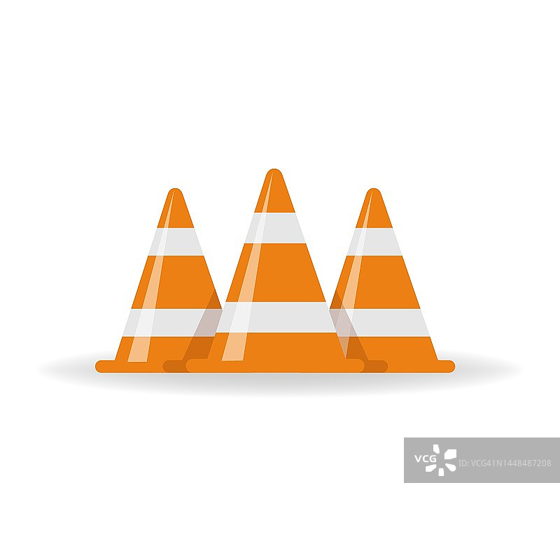 交通锥的矢量图。交通锥，隔离交通锥，交通锥方向，橙色交通锥。图片素材