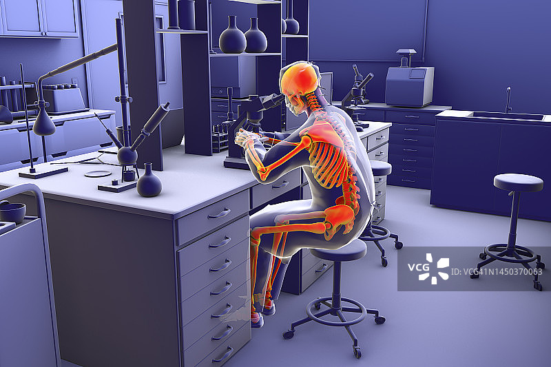 实验室工作人员的肌肉骨骼疾病，插图图片素材
