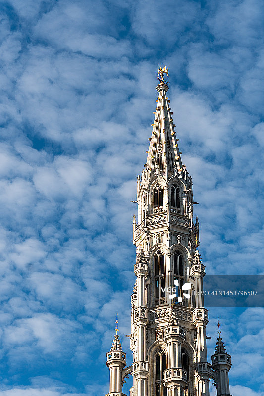 大广场的布鲁塞尔市政厅的灯笼塔图片素材