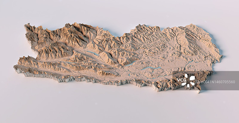 奥地利克林西亚地形图三维视图中立孤立图片素材