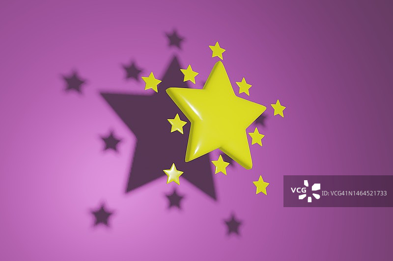 一颗黄色的星星，紫色的背景，星星在它的尖端和图片素材