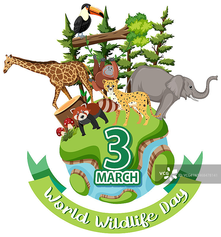世界野生动物日旗帜图片素材