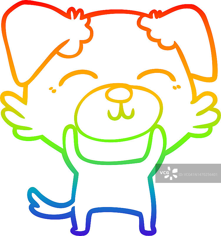 彩虹渐变线绘制的卡通狗图片素材