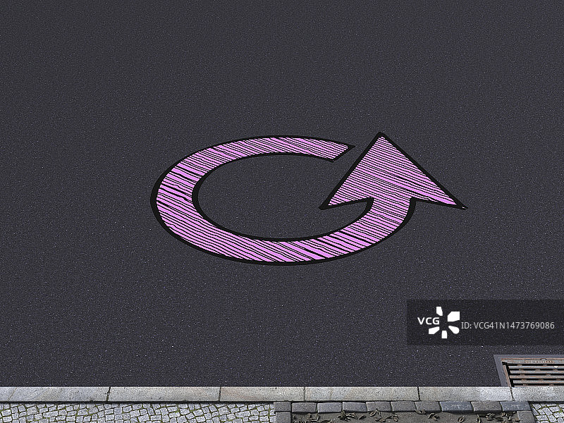 粉色箭头是柏油路上的圆圈图片素材