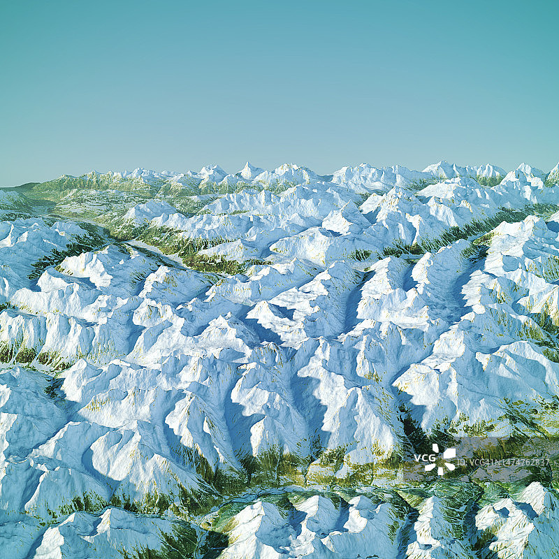 西尔弗雷塔阿尔卑斯山地形图三维视图从南方颜色图片素材