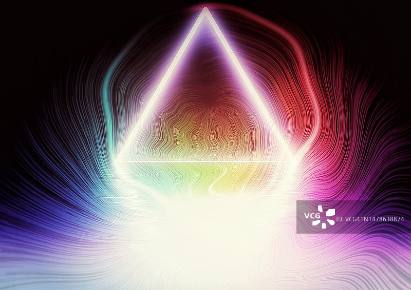几何和抽象三角形光隧道的三维插图图片素材