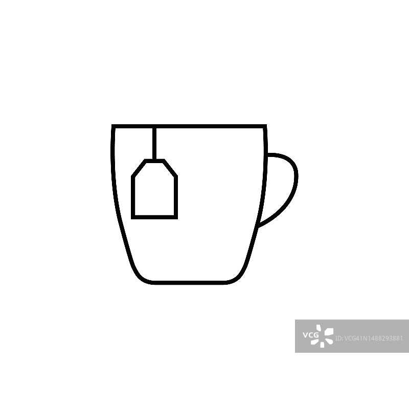 杯咖啡和茶线图标，标志矢量图片素材