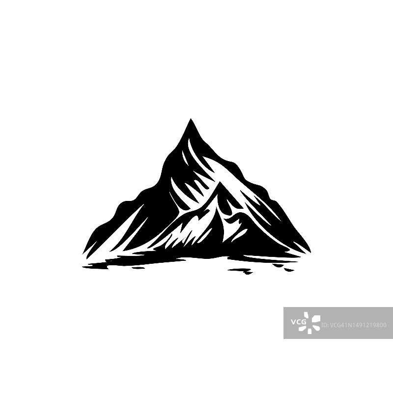 山的图标，岩石顶部景观剪影，山象形文字孤立的白色图片素材