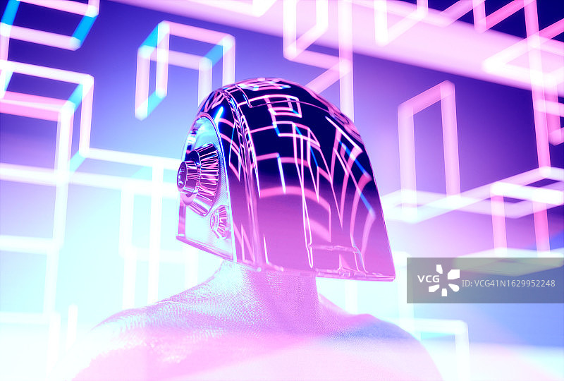 网络头盔——人工智能概念图片素材