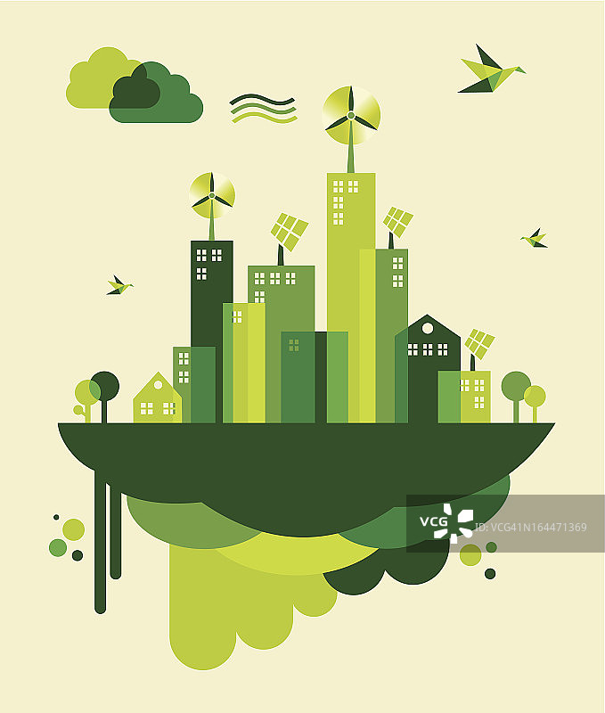 绿色城市概念插画图片素材