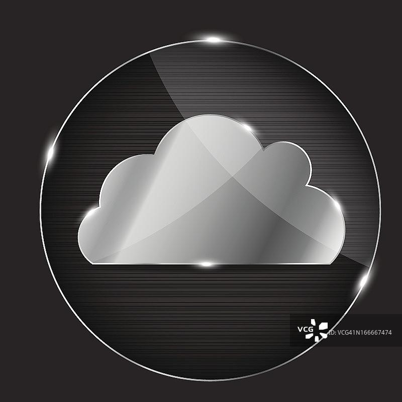 玻璃按钮描绘了一个灰色的云图标图片素材