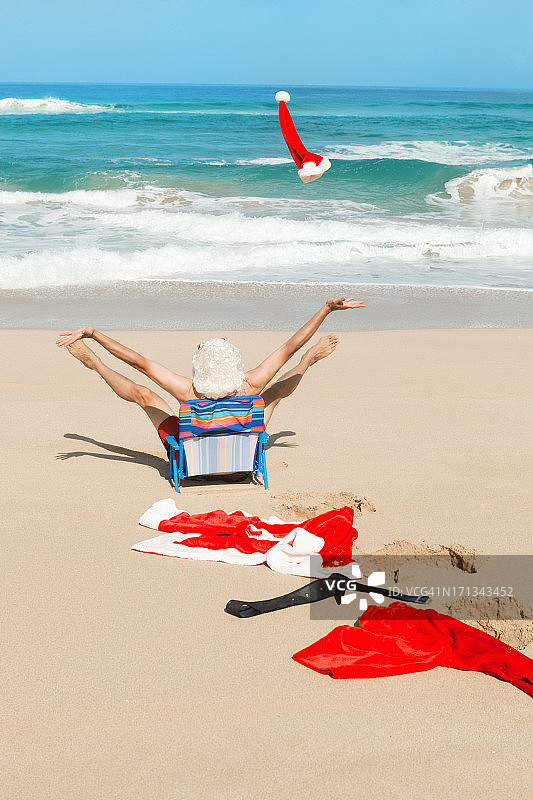 圣诞老人冬季假期在热带天堂海滩佛蒙特图片素材