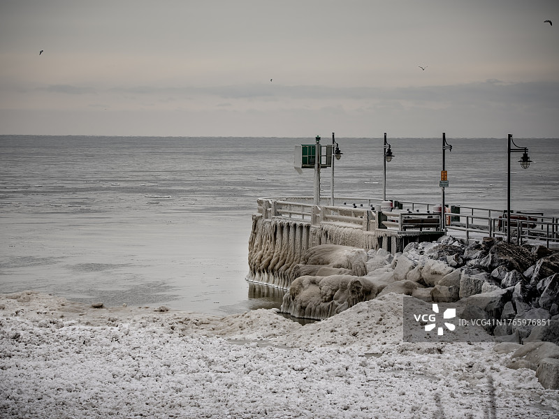 伊利湖的冬季风暴图片素材