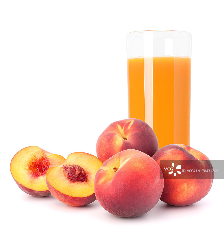 玻璃杯里的桃子汁图片素材