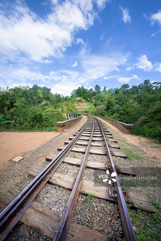 铁轨，九拱桥，斯里兰卡。图片素材