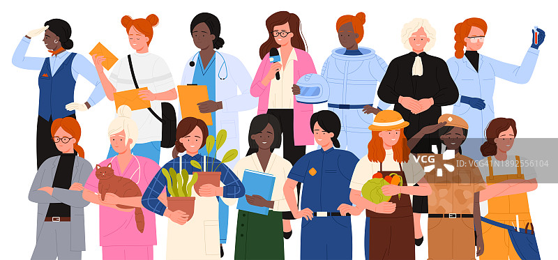 不同职业的妇女，收集国际女工的制服图片素材