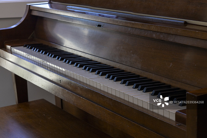 一架经常使用的立式钢琴图片素材