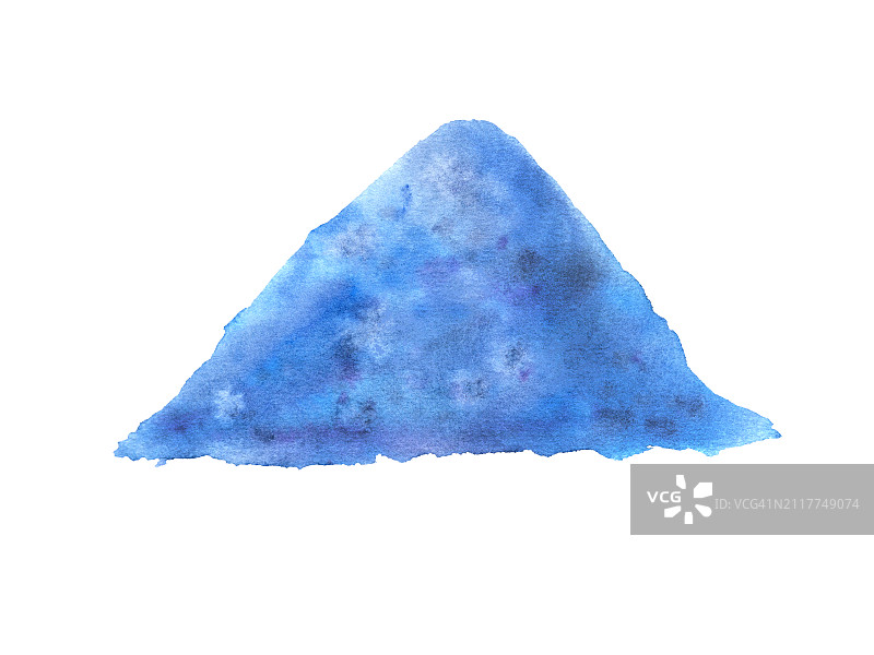 一堆靛蓝粉末。蓝色硫酸铜细粉。天然矿物质成分。水彩插图孤立的白色背景。胡里节派对，蓝色抹茶设计图片素材