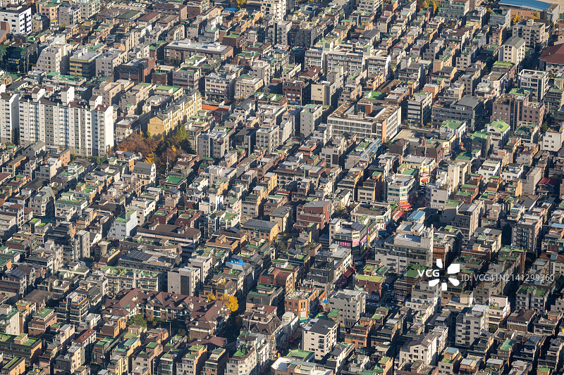 韩国首尔拥挤的住宅区图片素材