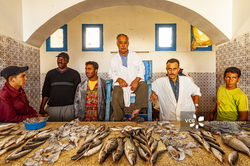 突尼斯，杰尔巴岛，鱼市图片素材