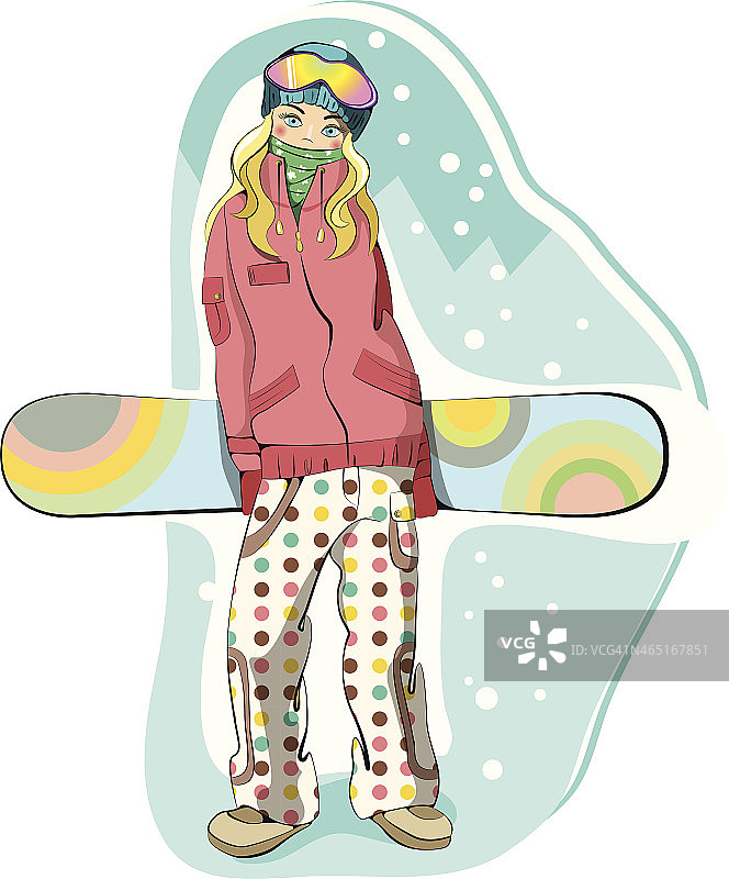 在滑雪胜地滑雪的女孩图片素材