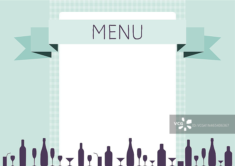 水平蓝色菜单与酒精饮料和文本的位置。图片素材