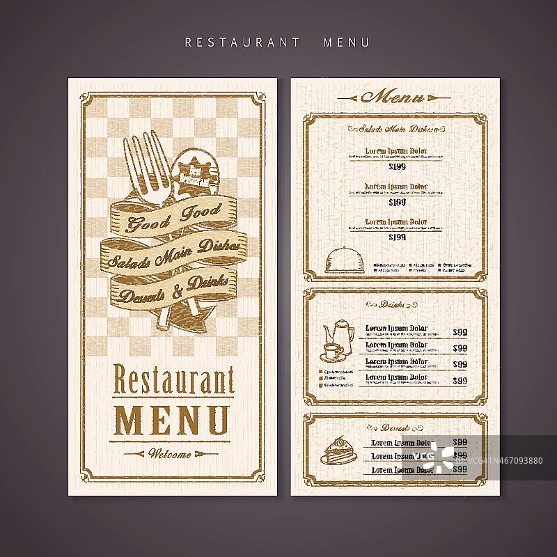 复古餐厅菜单设计图片素材