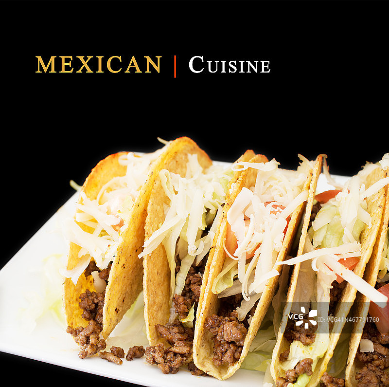 墨西哥美食概念与一盘牛肉玉米饼图片素材