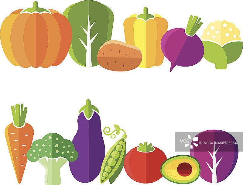 平面风格的有机农场蔬菜插图图片素材