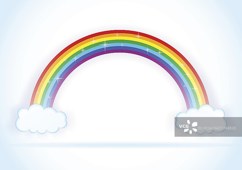 抽象彩虹与云彩矢量插图图片素材