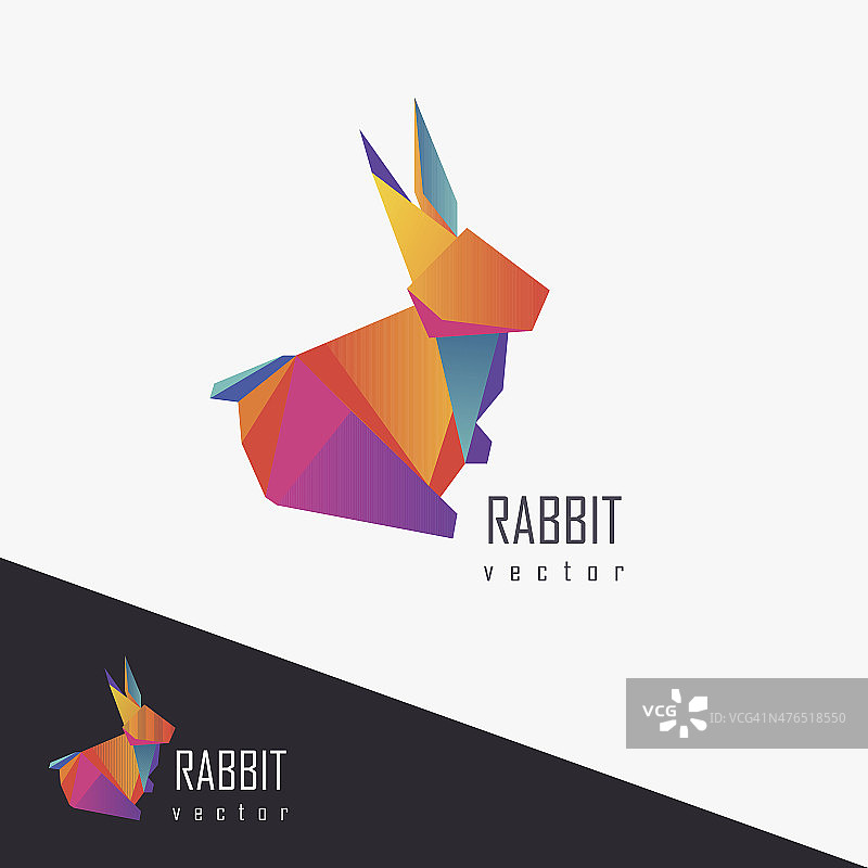 摘要多角形彩色兔子设计元素图片素材