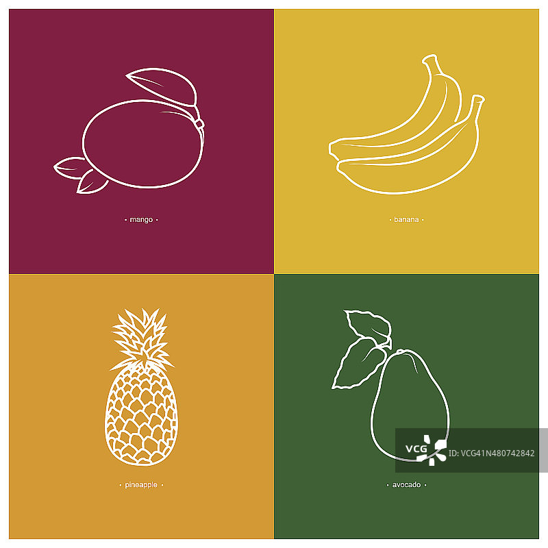 芒果、香蕉、Pineapple的图片素材