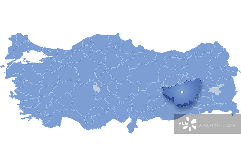 土耳其地图，迪亚巴克尔图片素材