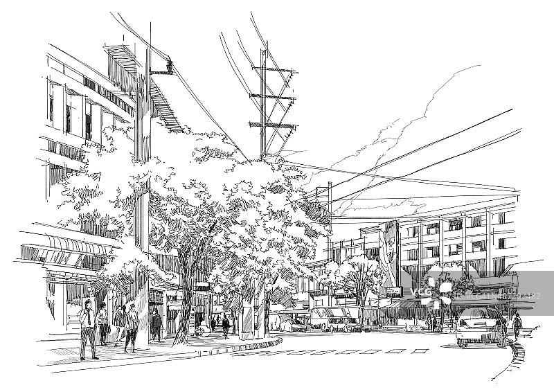城市街道的草图图片素材