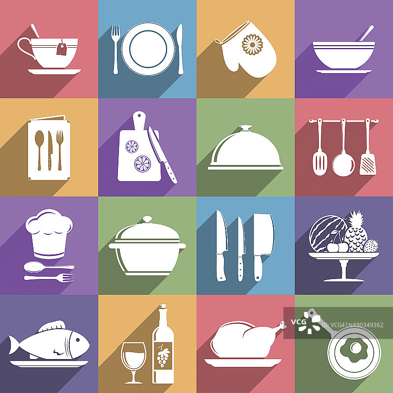 烹饪和厨房图标设置图片素材