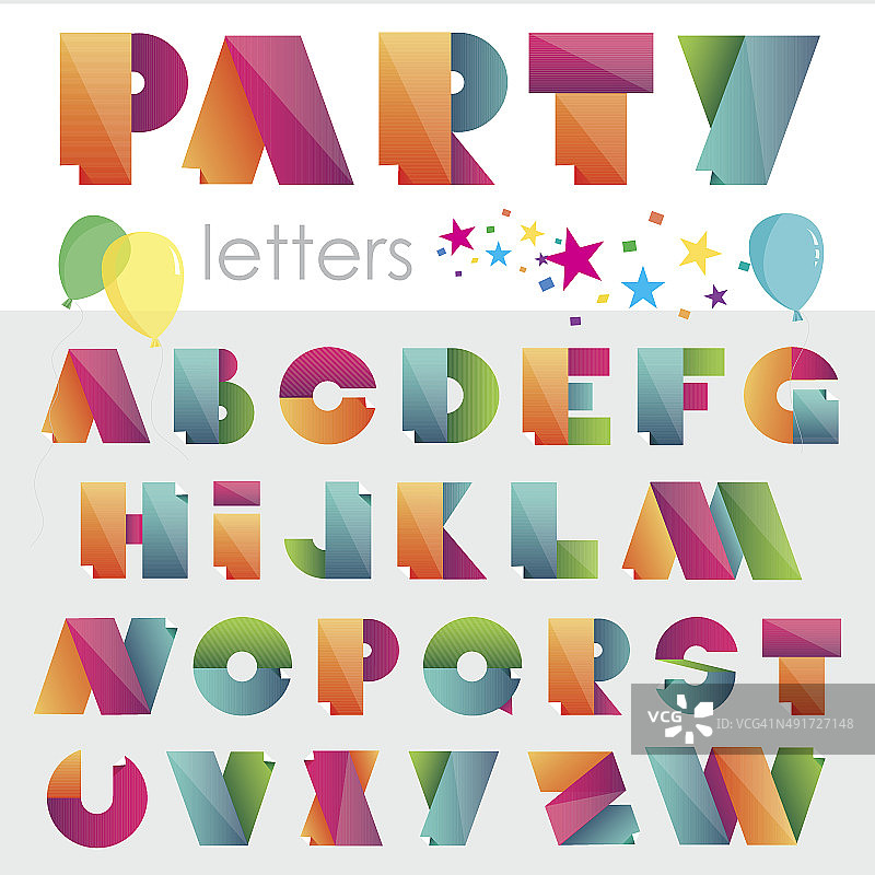 五彩缤纷充满活力的节日派对字母字体字母图片素材