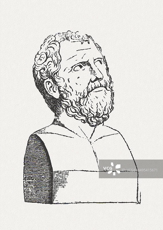 埃利亚的芝诺(公元前490-430年)，希腊哲学家，出版于1881年图片素材