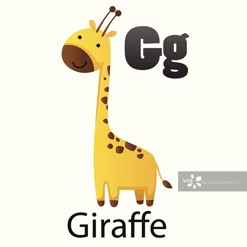 字母G带长颈鹿图片素材
