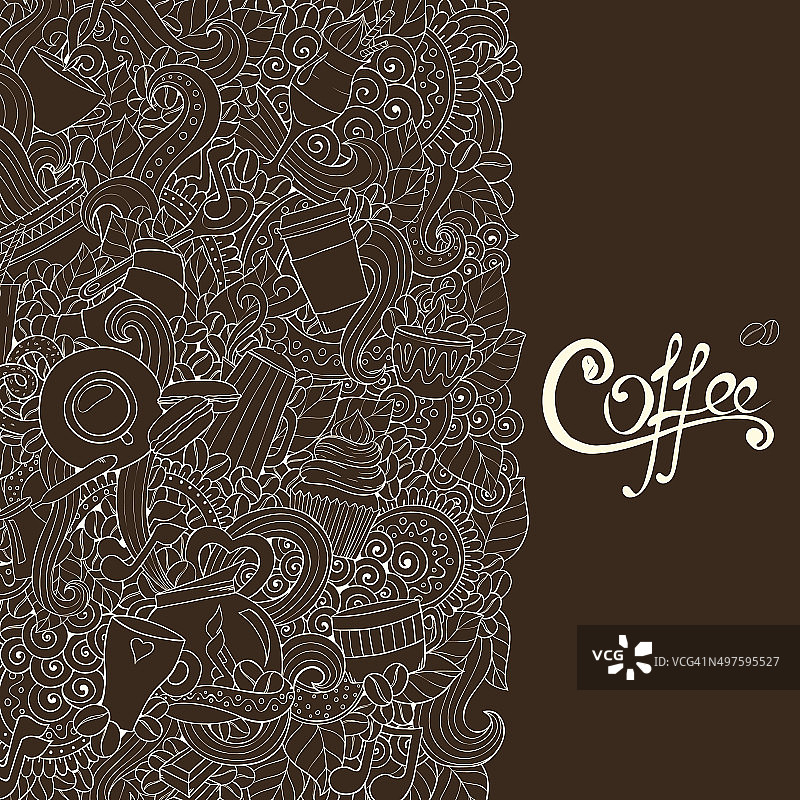 咖啡手绘矢量图。咖啡和茶设计模板。图片素材