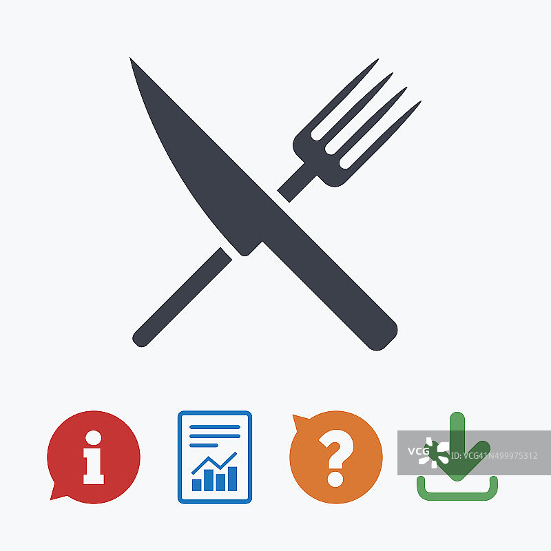 食品标志图标。餐具的象征。刀和叉图片素材
