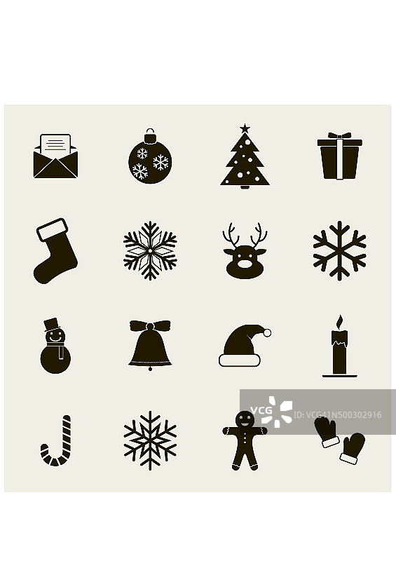 一套圣诞节和冬天的图标。矢量图图片素材