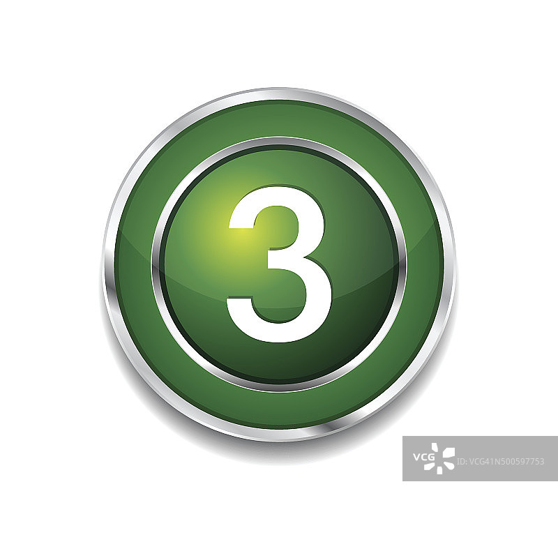 3数字圆形矢量绿色Web图标按钮图片素材