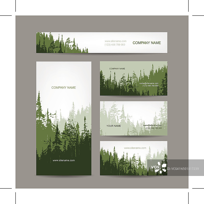 名片设计以绿色森林为背景图片素材