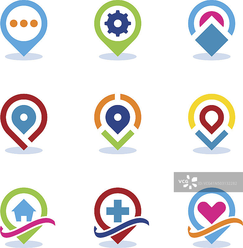 现代世界应用程序地图定位社交网络社区位置图标图片素材